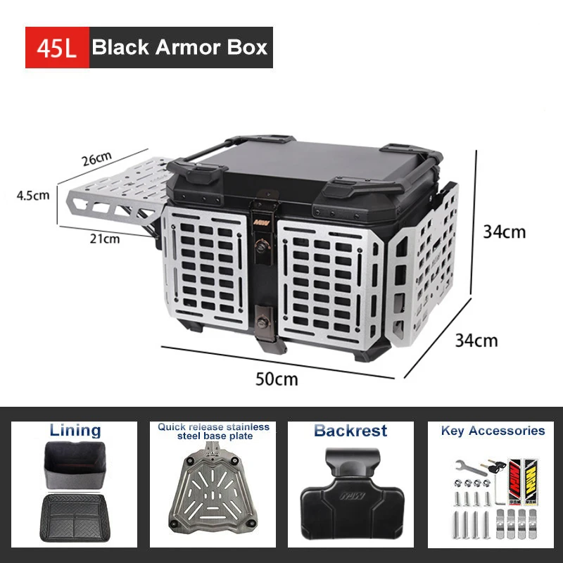 SLKE 45L Aluminium Armoured Top Box