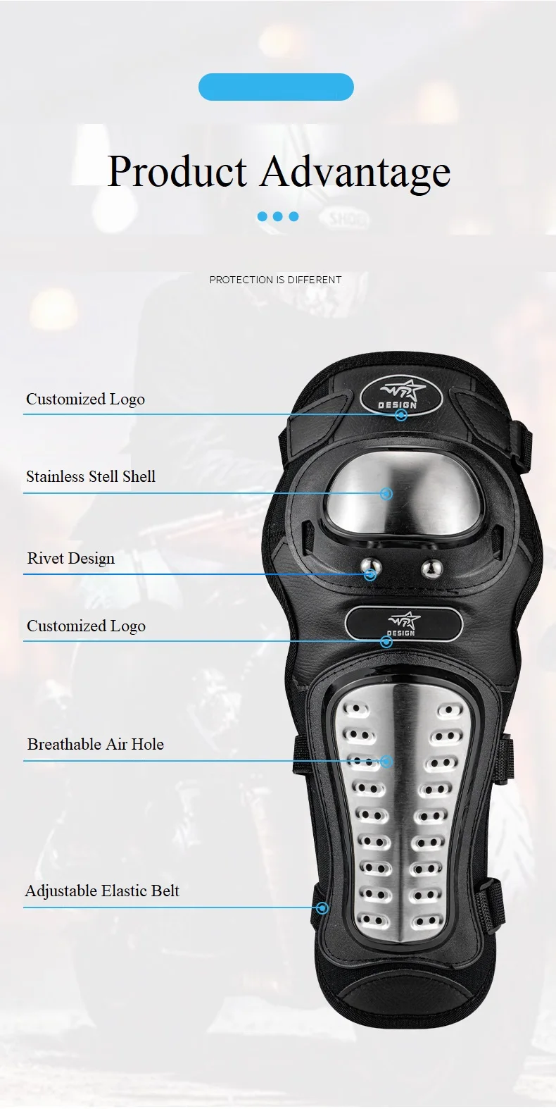 Long Motorcycle Knee Pads